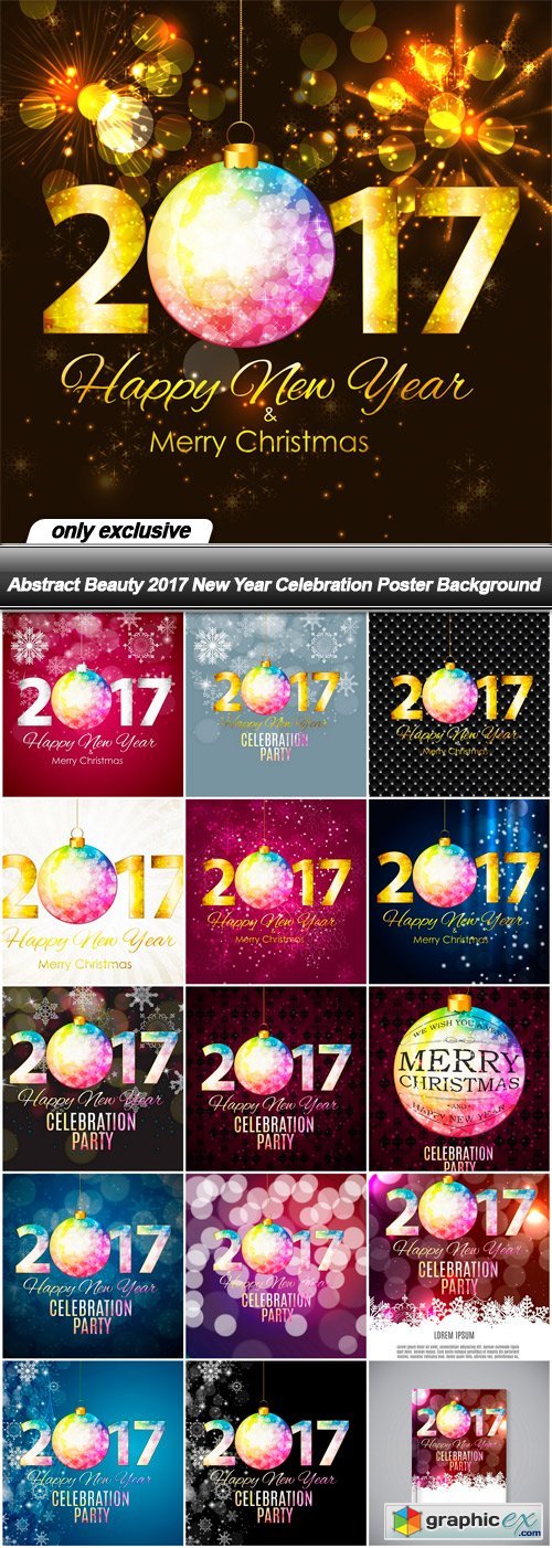 Abstract Beauty 2017 New Year Celebration Poster Background - 16 EPS