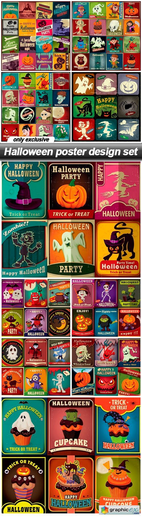 Halloween poster design set - 10 EPS