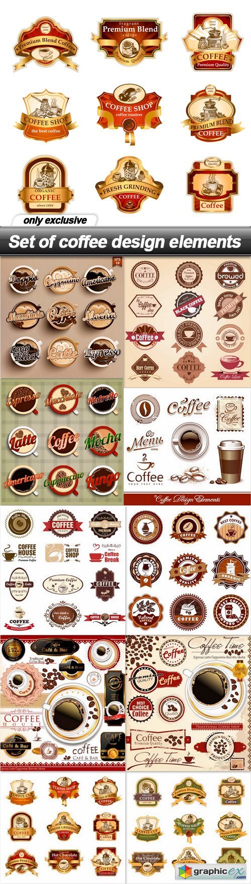 Set of coffee design elements - 11 EPS