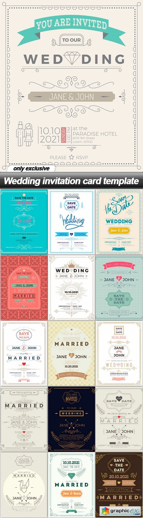 Wedding invitation card template - 16 EPS
