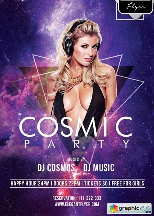 Cosmic Party Flyer PSD V7 Template + Facebook Cover