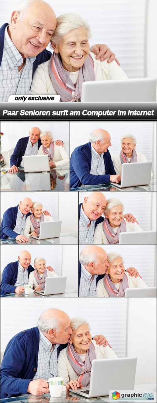 Paar Senioren surft am Computer im Internet - 7 UHQ JPEG