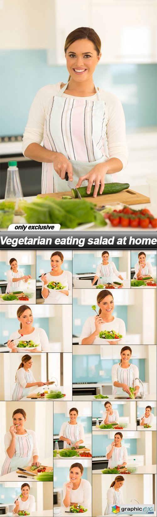 Vegetarian eating salad at home - 16 UHQ JPEG