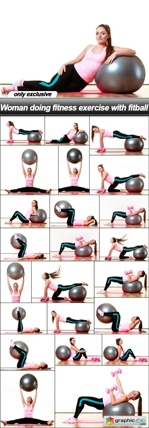 Woman doing fitness exercise with fitball - 23 UHQ JPEG