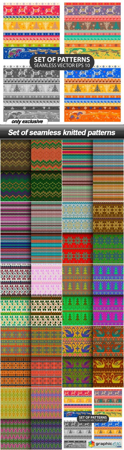 Set of seamless knitted patterns - 10 EPS