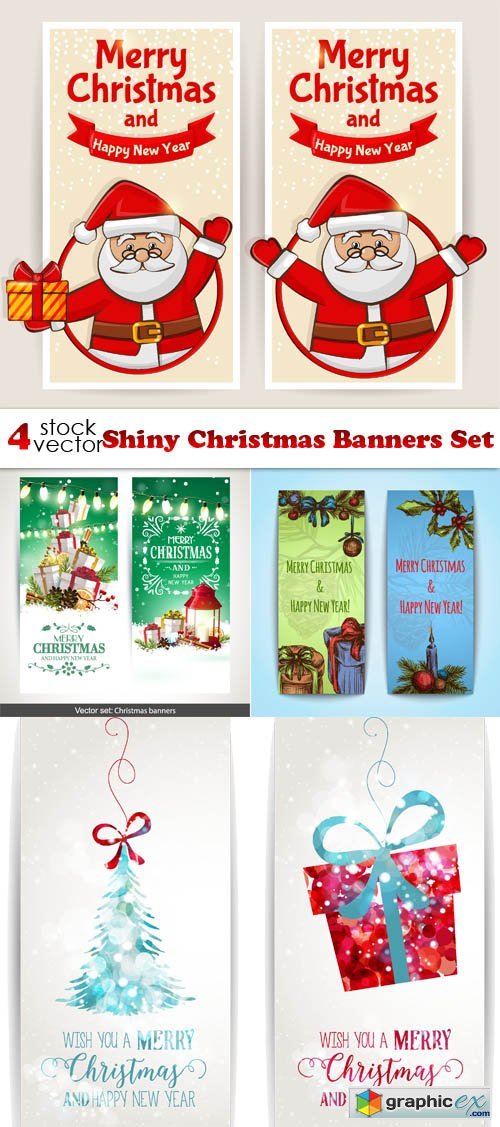 Shiny Christmas Banners Set