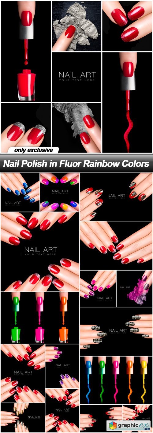 Nail Polish in Fluor Rainbow Colors - 17 UHQ JPEG