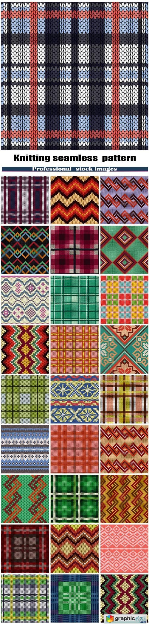 Knitting seamless geometric multicolor pattern