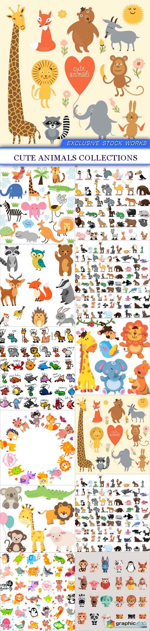 Cute Animals Collections 12X EPS