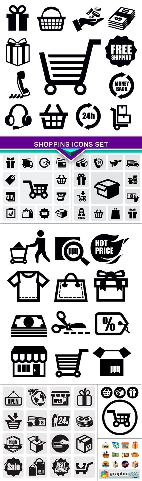 Shopping icons set 7X EPS