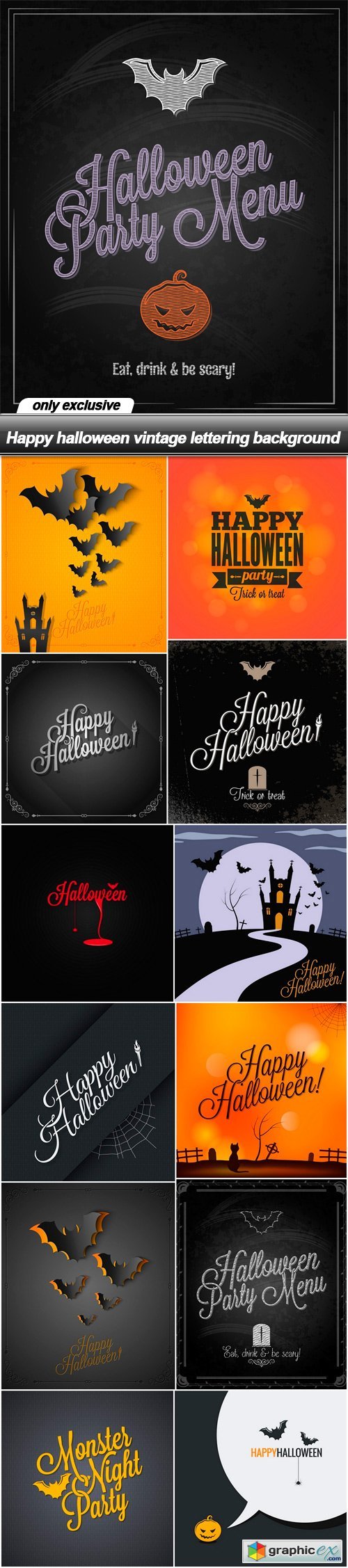 Happy halloween vintage lettering background - 13 EPS
