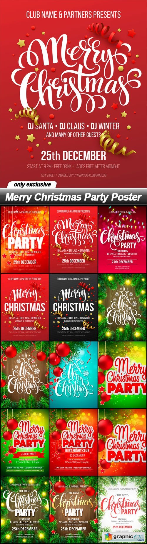 Merry Christmas Party Poster - 15 EPS