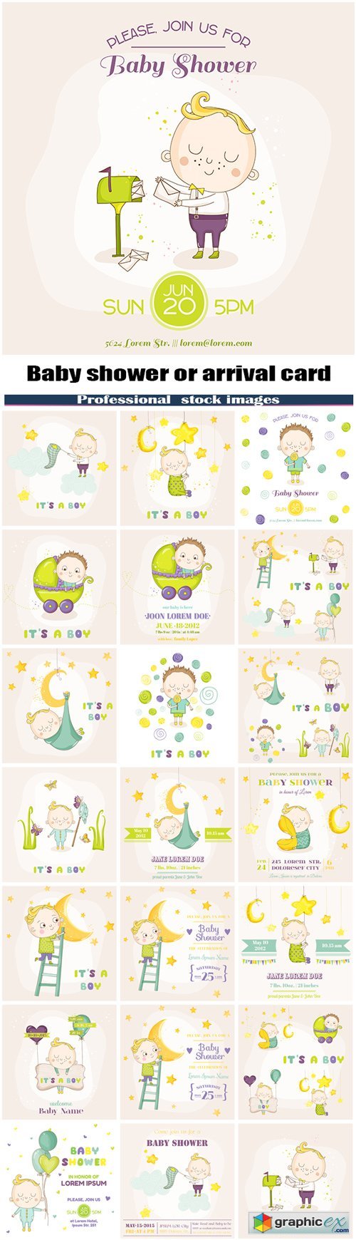 Baby boy - Baby shower or arrival card