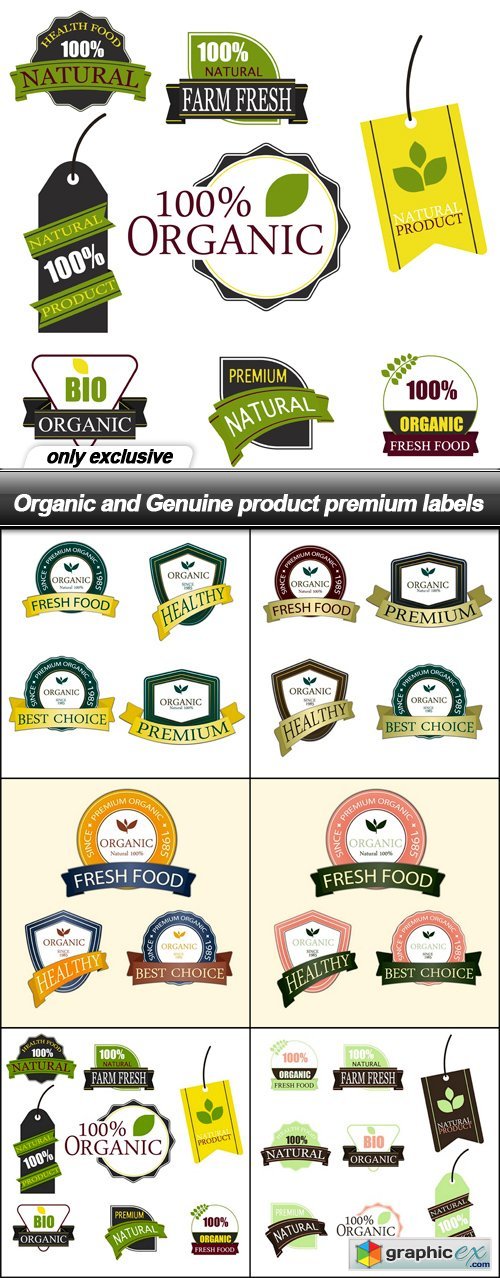 Organic and Genuine product premium labels - 6 EPS