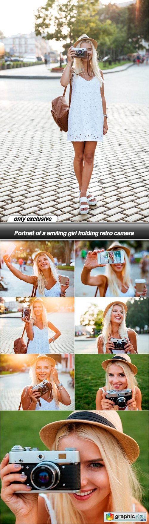 Portrait of a smiling girl holding retro camera - 8 UHQ JPEG