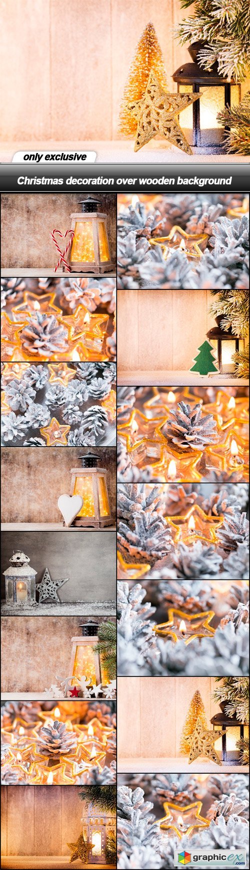 Christmas decoration over wooden background - 15 UHQ JPEG