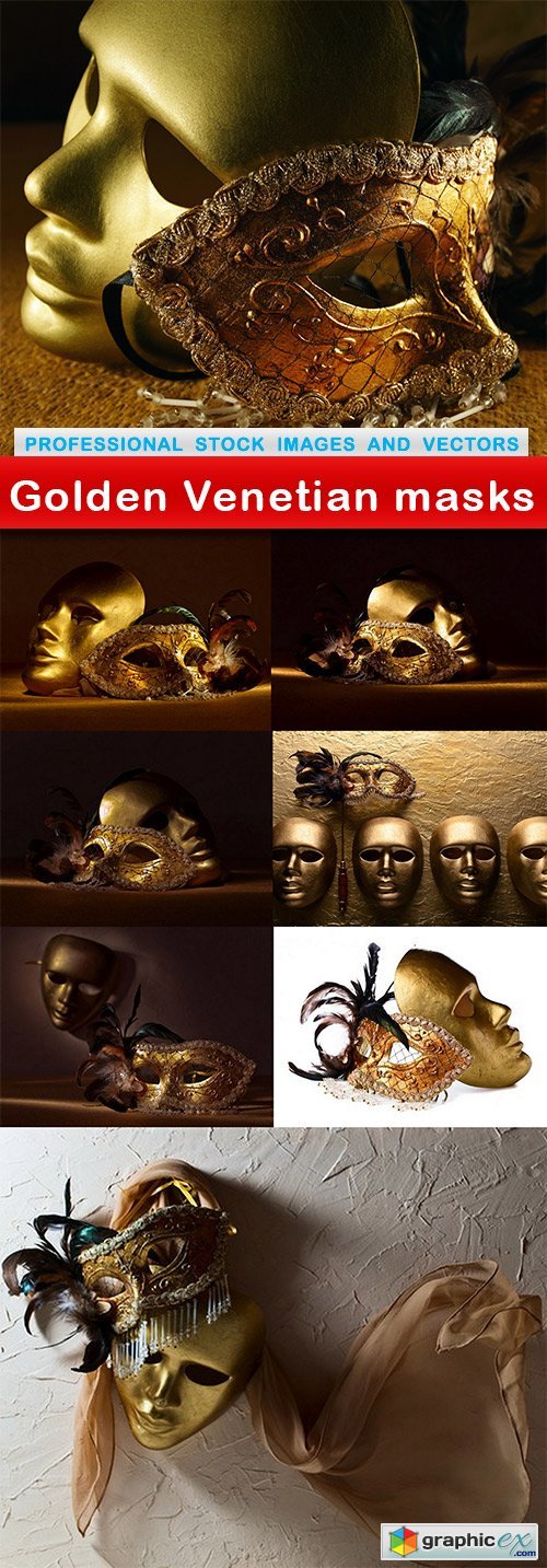 Golden Venetian masks - 8 UHQ JPEG