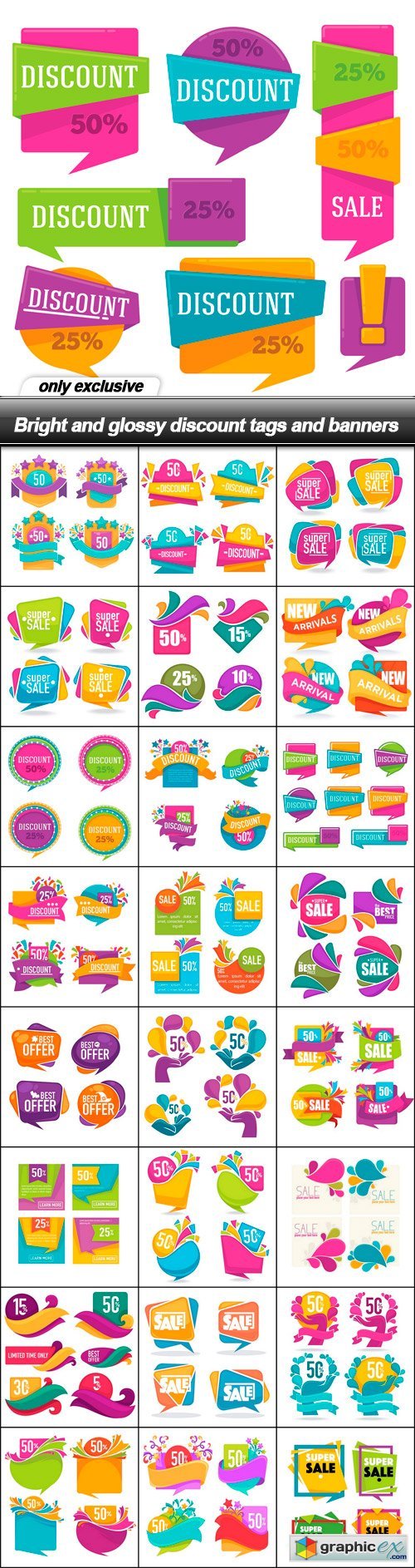 Bright and glossy discount tags and banners - 25 EPS