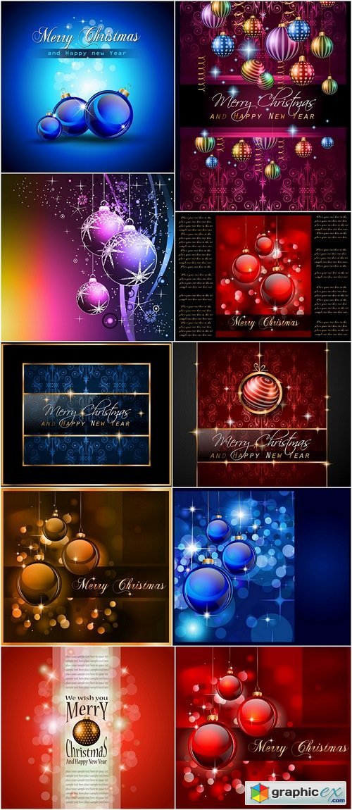 Christmas Vintage Classic Background with balls and star lights - 21 EPS