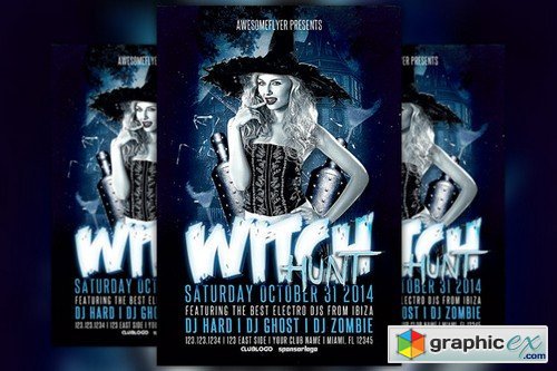 Witch Hunt Halloween Party Flyer