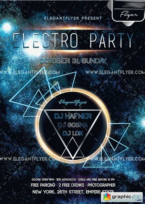 Electro party V4 Flyer PSD Template + Facebook Cover