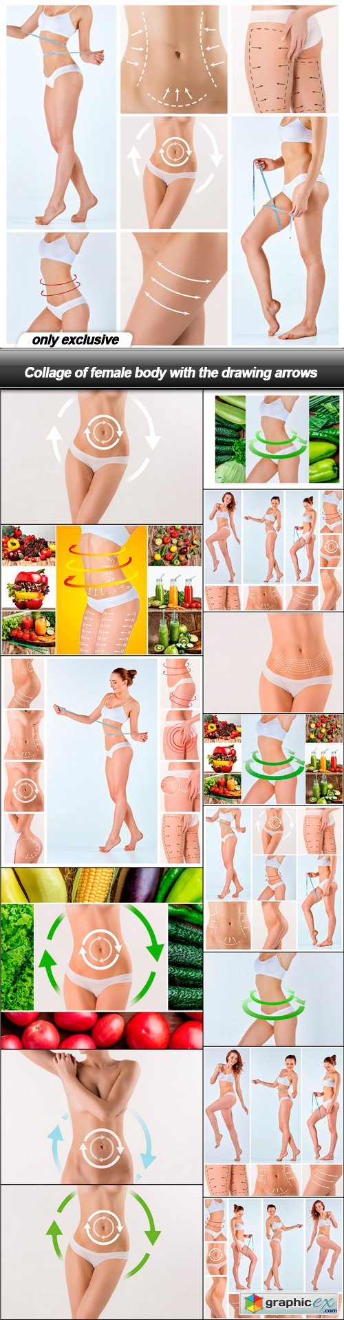 Collage of female body with the drawing arrows - 15 UHQ JPEG