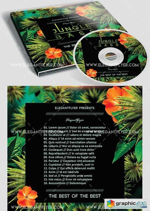 Jungle Bass Premium CD&DVD cover PSD Template