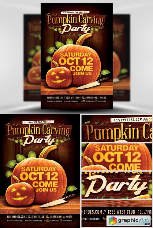 Fall Pumpkin Carving Flyer Template