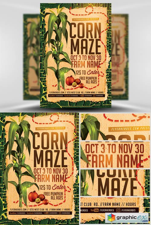 Fall Corn Maze Flyer Template