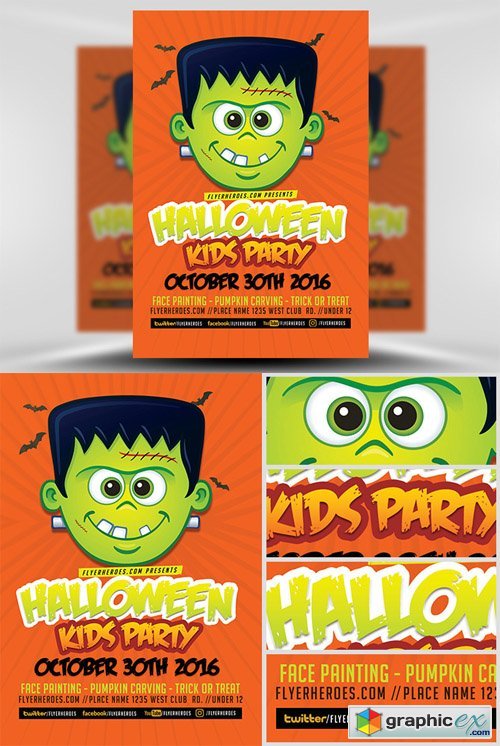 Toon Halloween Kids Party Flyer Template