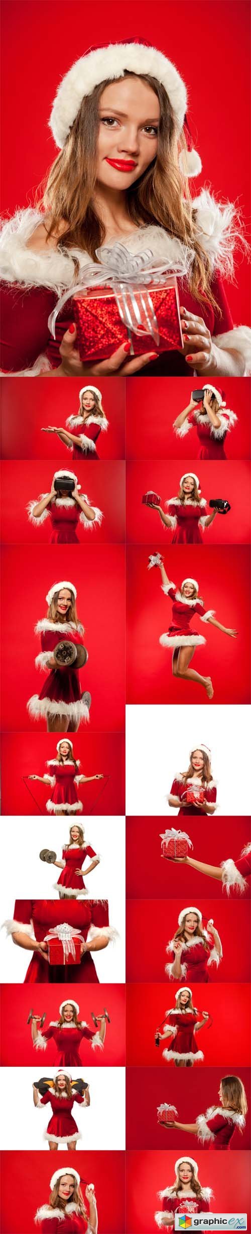 Christmas, x-mas, winter, happiness concept woman in santa helper