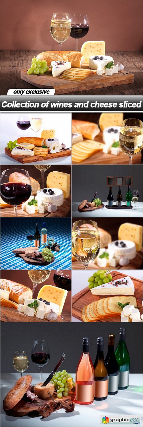 Collection of wines and cheese sliced - 10 UHQ JPEG