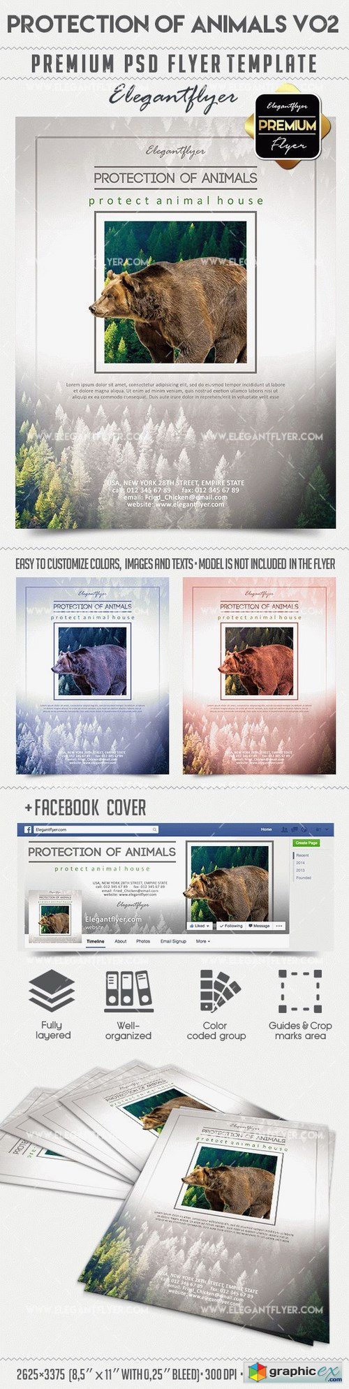 Protection Of Animals V02  Flyer PSD Template + Facebook Cover