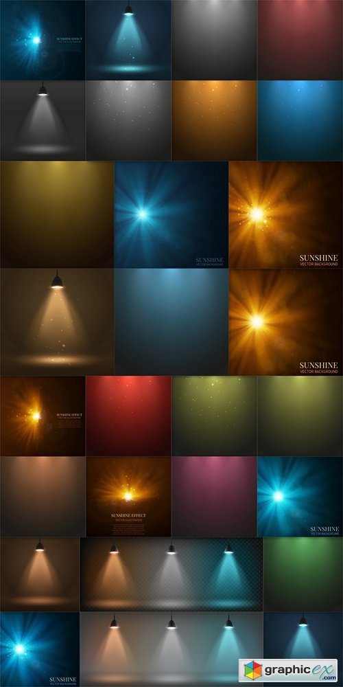 Artificial illumination lamps, vector graphics