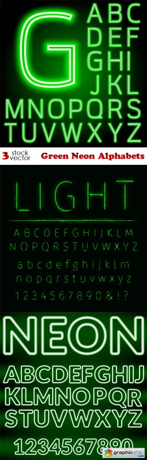 Green Neon Alphabets