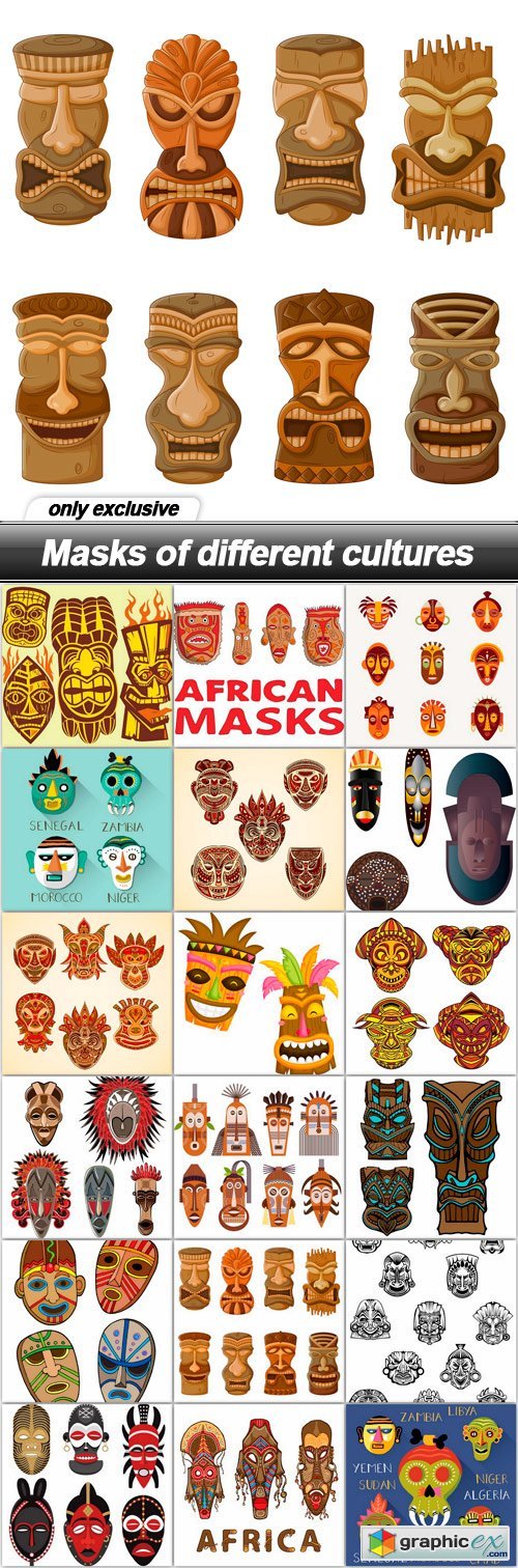 Masks of different cultures - 18 EPS