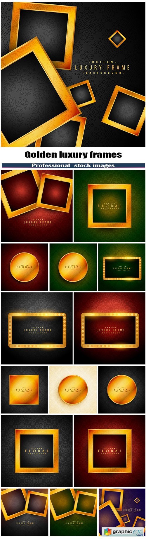 Golden luxury frames on vintage background