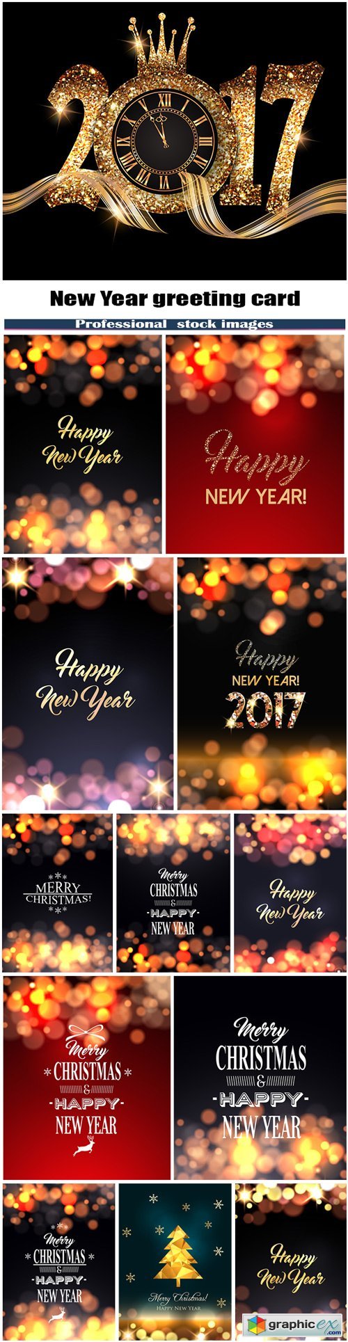 New Year greeting card with bokeh lights