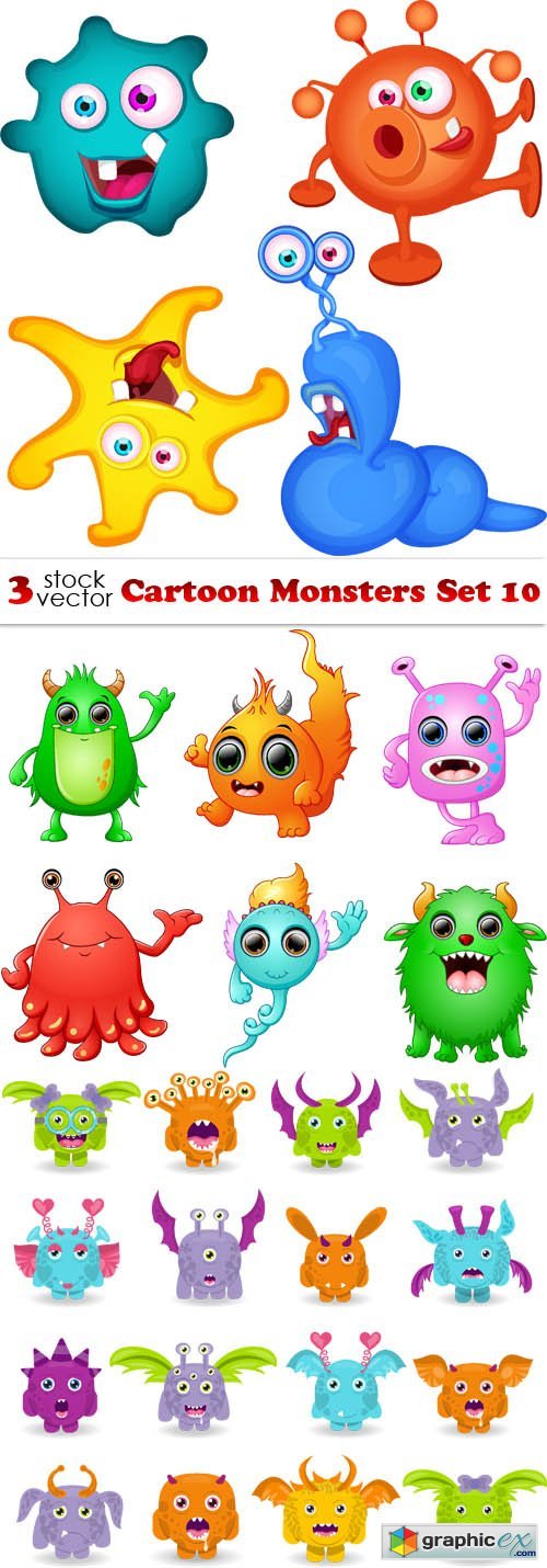 Cartoon Monsters Set 10