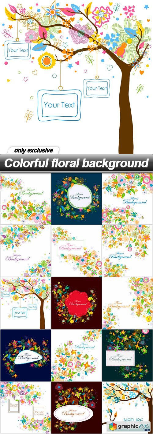 Colorful floral background - 15 EPS