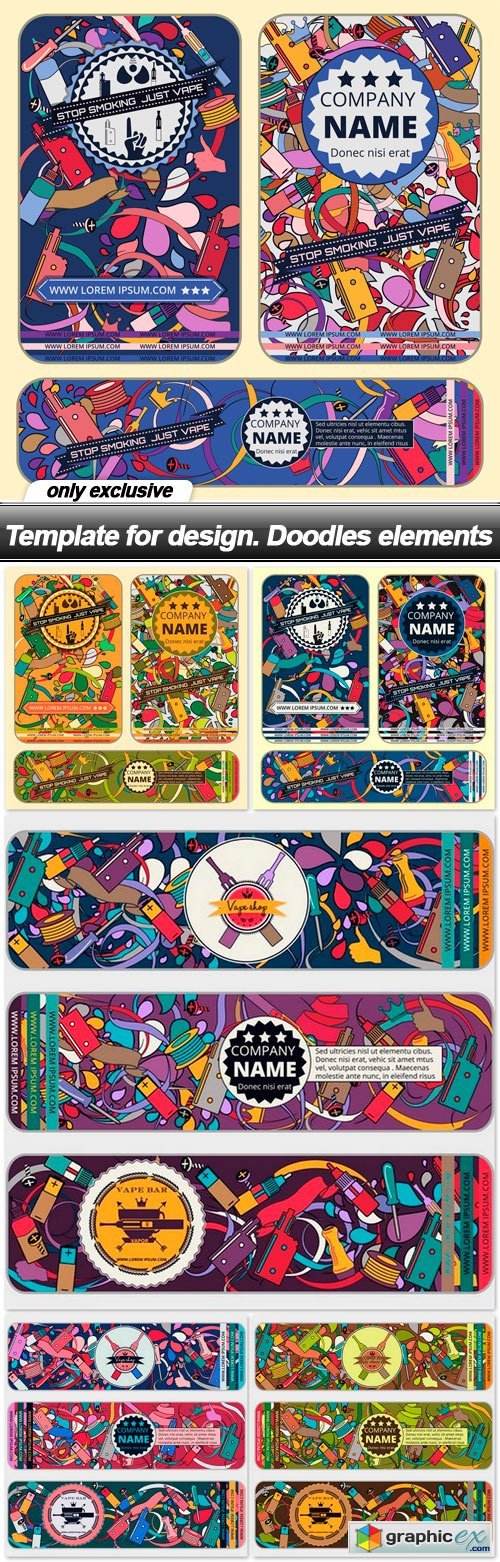 Template for design. Doodles elements - 6 EPS