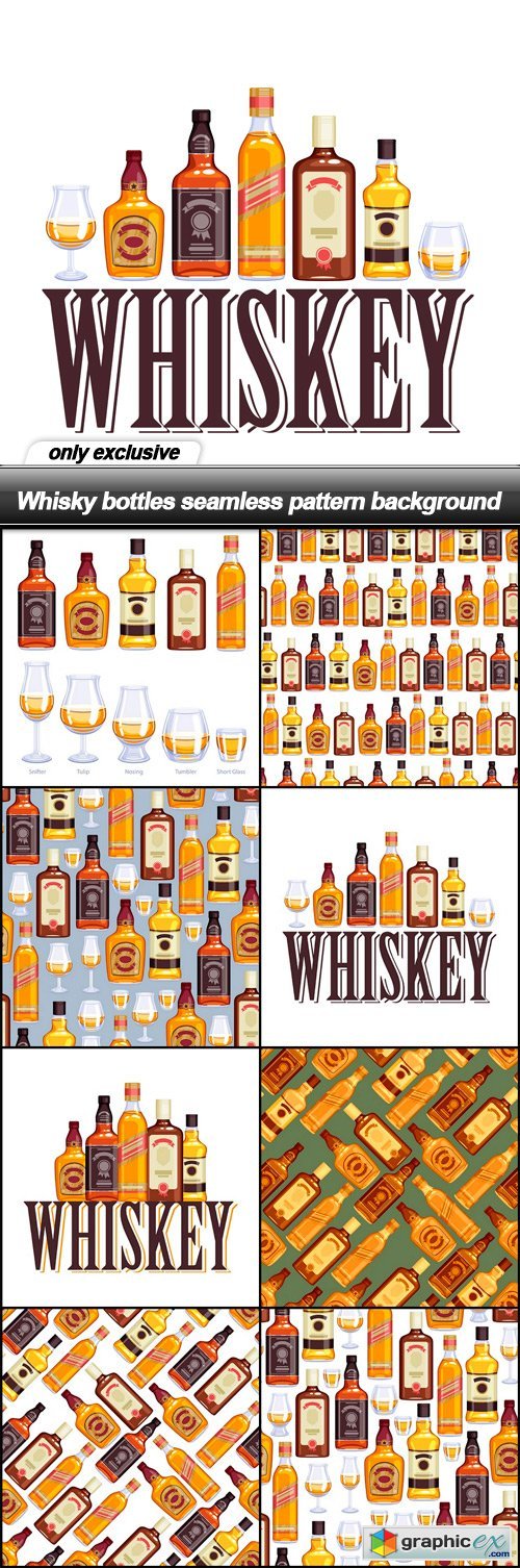 Whisky bottles seamless pattern background - 8 EPS
