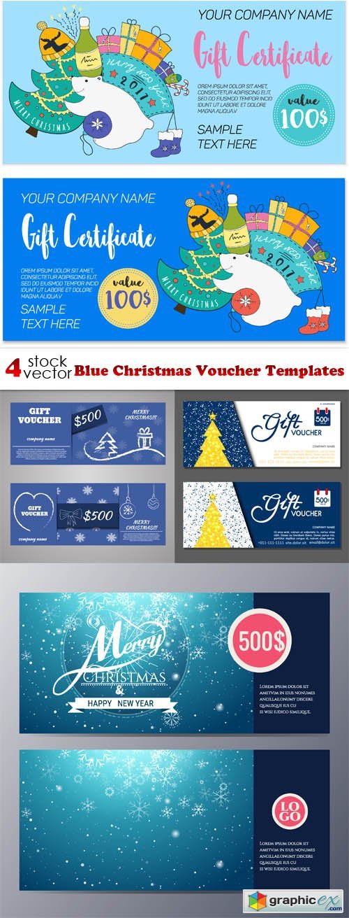 Blue Christmas Voucher Templates