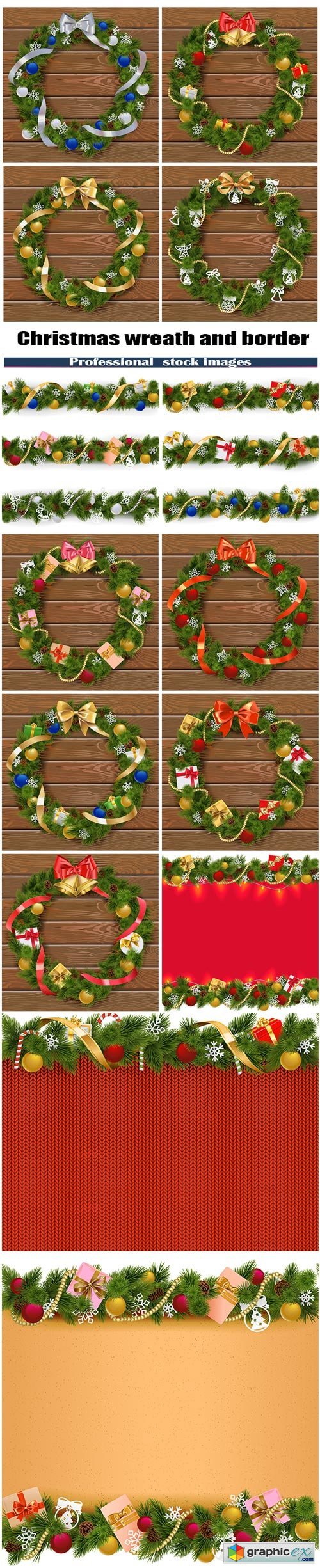 Christmas wreath and border