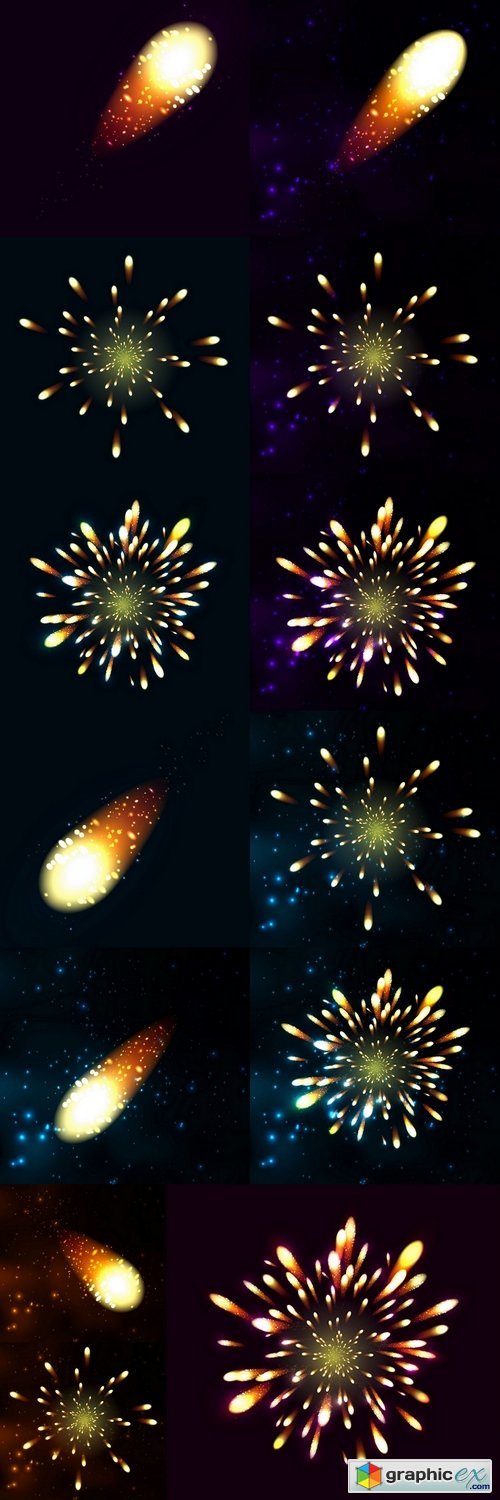 Firework, light effects isolated and grouped