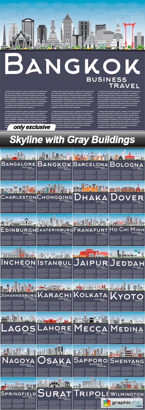 Skyline with Gray Buildings - 32 EPS