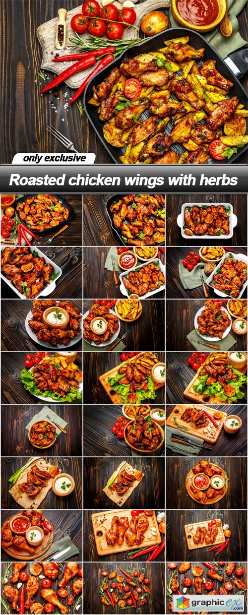 Roasted chicken wings with herbs - 25 UHQ JPEG