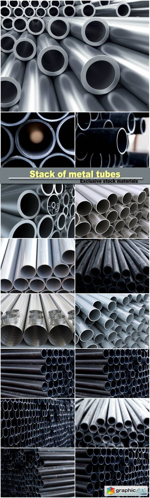 Stack of metal tubes, black pipe tube, industry quality background
