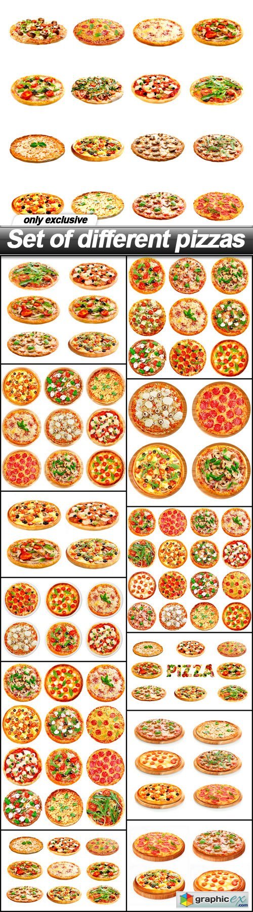 Set of different pizzas - 13 UHQ JPEG