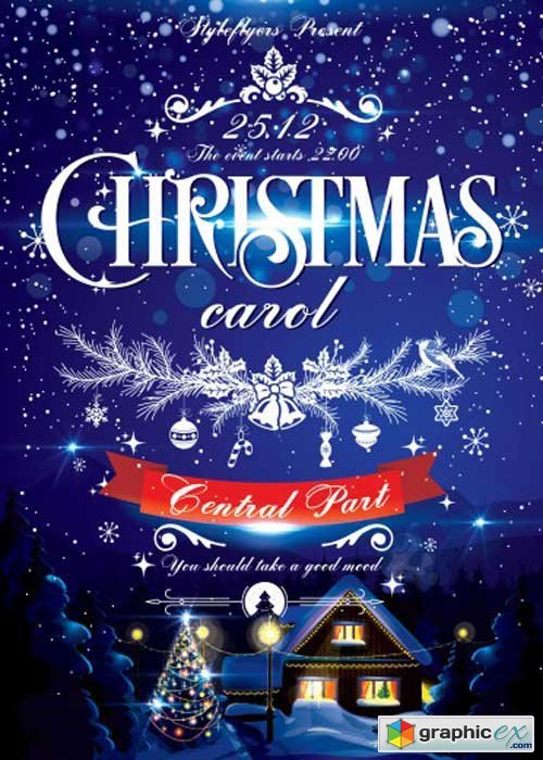  Christmas Carol PSD V1 Flyer Template with Facebook Cover 